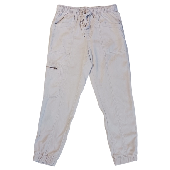 NICOLE MILLER Cargo Joggers Casual Pants 100% Lyocell Pockets Pull On Tan Size S - Picture 2 of 12